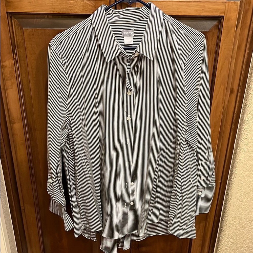 Classic Black and White Striped Shirt by Chico’s